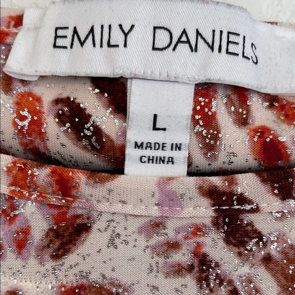 Emily Daniels Orange, Brown & Lavender Red Multicolor Abstract Patterned Blouse - Picture 9 of 10